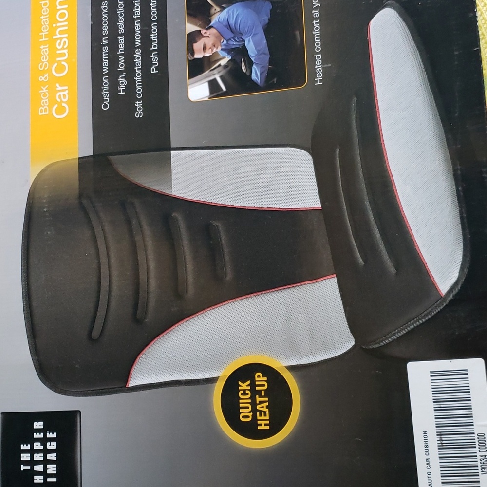 The Sharper Image Back & Seat Heated Car Cushion, NIB
